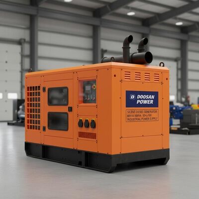 مولد الديزل الصامت Doosan 80KVA 88KVA مولد الطاقة الديزل مع محرك 50hz و 60hz لتزويد الطاقة الصناعية المستمرة